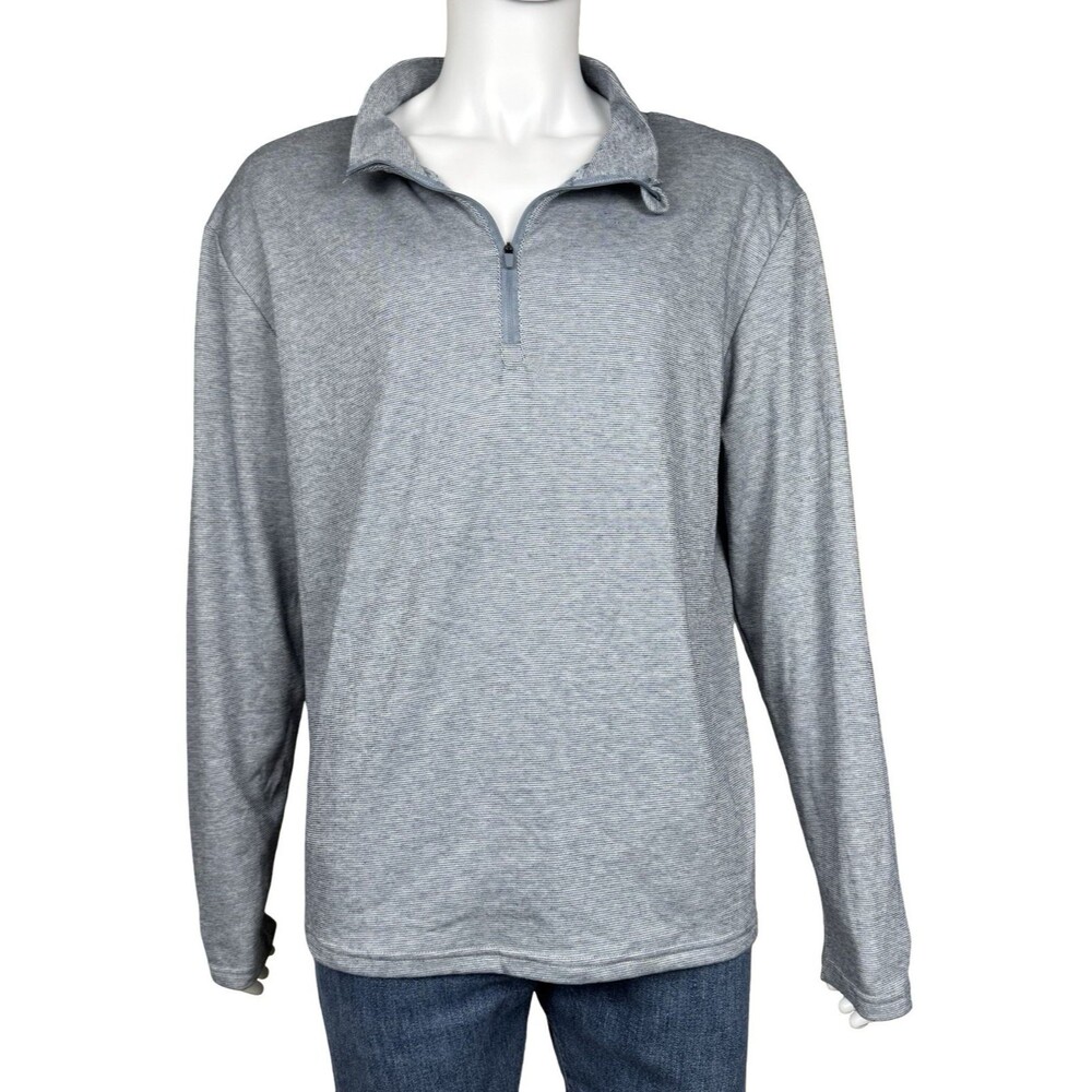 English Laundry Mens Large Sweater Shirt Pullover 1/4 Zip Long Sleeve Blue New
